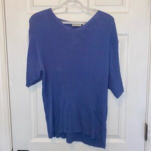 White Stag Blue Short Sleeve Knit Blouse